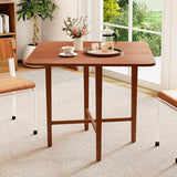 COSTWAY Square Drop Leaf Dining Table, 36" Compact Folding Kitchen Table for 2-4 People with Solid Rubber Wood Legs, Farmhouse Extendable Table for Dining Room, Small Space, Apartment, Walnut COSTWAY