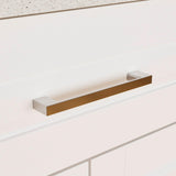 TAMUNE Kitchen Storage Island with USB Port & 2 Drawers, Stationary Kitchen Island Table with Light Grey Countertop, Bar Table with 4 Shelves White 29.1”D x 61”W x 37.4”H TAMUNE