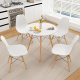 Tangkula Dining Table Set for 4, Round Kitchen Table and Chairs Set of 4 with Ergonomic Seat & Solid Wood Legs, 5-Pieces Modern Dining Set for Kitchen and Living Room Tangkula