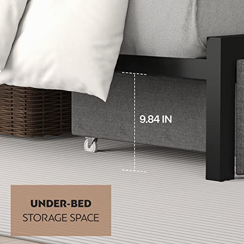 CIKUNASI Queen Size Bed Frame with Storage, Charging Station, and LED Lights - WoodArtSupply