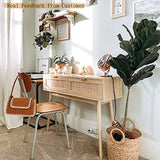 HOPUBUY Console Table Rattan Desk with Drawers, Oak Narrow Sofa Table with Pine Leg, Modern Small Entryway Table for Hallway and Living Room, 39" Rustic Natural HOPUBUY