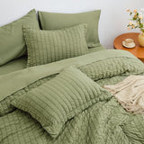 Love's cabin Seersucker Sage Green Twin Comforter Set, 5-Piece All Season Lightweight Bed in a Bag Bedding Set with Comforter, Flat Sheet, Fitted Sheet, Pillowcase and Sham Love's cabin