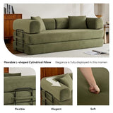 ZEIINPA Convertible Folding Couch Bed, Comfy Corduroy Sleeper Floor Sofa Bed with Fixed-Shape Frame, Floor Sofa with Armrest, Lounge Couch for Living Room Bedroom Lounge Studio, Green ZEIINPA