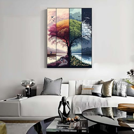 Tree Stamped Cross Stitch Kits for Beginners Adults,Landscape Dimensions Needlepoint Art Crafts,Counted Cross Stitch Kits Embroidery Kits for Beginners Adults for Home Decor 11.8x15.7inch Lzyueyuan