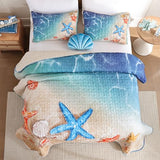 weigelia Coastal Quilt Set King Size – 3 Piece Lightweight Beach Themed Bedding, Soft & Breathable Polyester Coverlet, All Season Quilts & Bedspread for Bedroom Décor weigelia