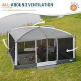 Screen House Room 13x9Ft DMH OUTDOORS Screen Tent Mesh Gazebos w/ 2 Magnetic Doors, Included Projection Screen, Camping Tent Screened Canopy Shelter for Outdoor Patios Backyards Activities DMH OUTDOORS