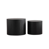 GDFStudio Round Nesting Coffee Table Set of 2, Modern Wooden Accent Side Table, Space Saving Small Circular Tea Coffee Tables and End Tables Sets for Living Room Small Space, No Assembly, Black GDFStudio
