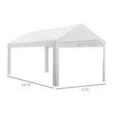 Outsunny 10' x 20' Carport Replacement Top Canopy Cover, UV and Water Resistant Portable Garage Shelter Cover with Ball Bungee Cords, White, Only Cover Outsunny
