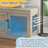 Wooden Dog Crate Furniture,36 Inch Dog Kennel Indoor with Double Doors, Medium Dog Cage with Cushion, Wood Pet House End Table Chew-Resistant for Medium/Small Dog, Grey Redpick