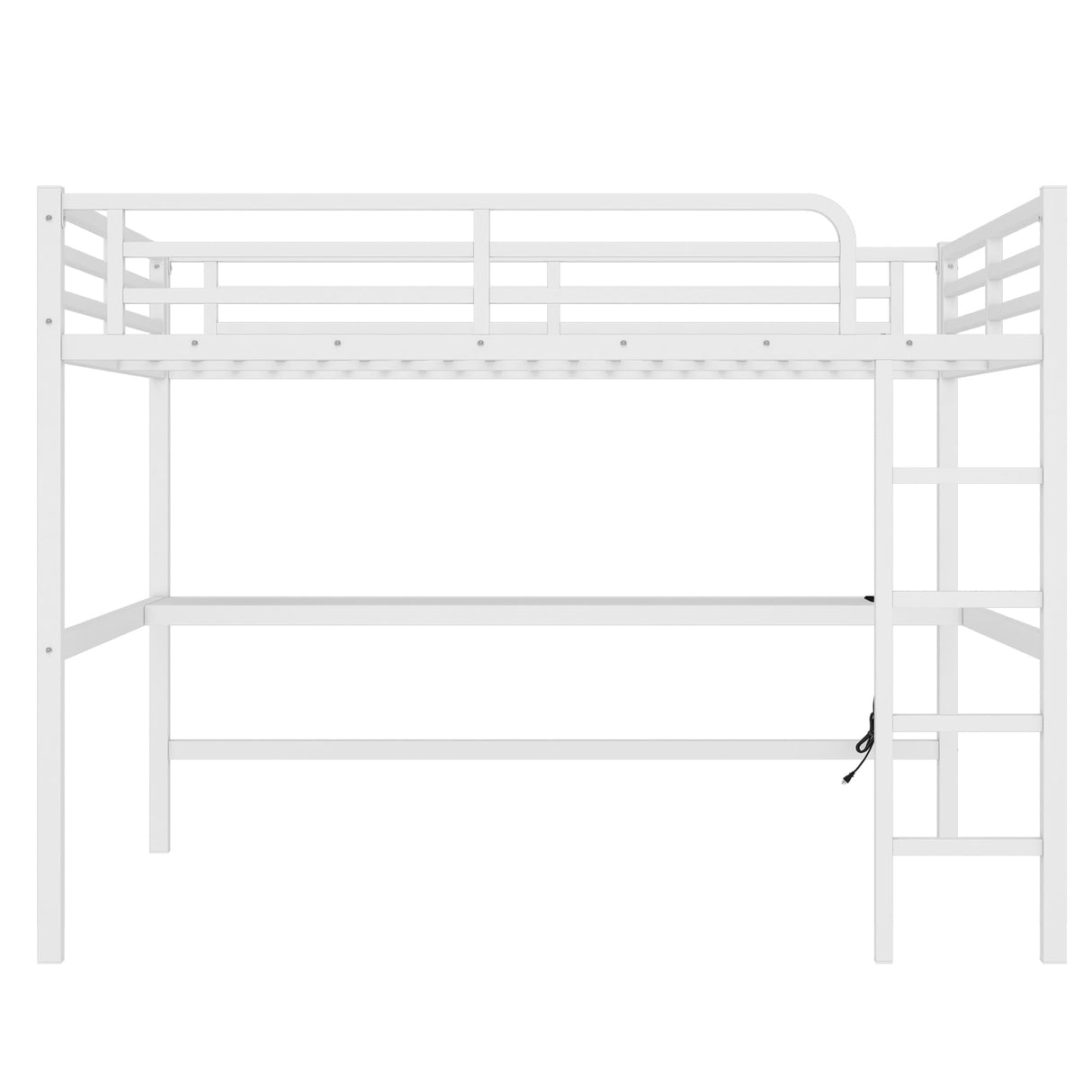 Bellemave Queen Loft Bed with Desk, Metal Queen Size Loft Bed Frame with Built-in Ladder, LED Loft Beds with Charging Station & Safety Guardrails for Kids,Teens, Adults, White Bellemave
