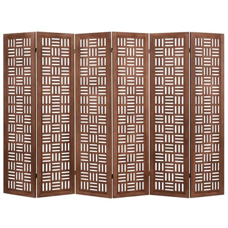 Giantex 6 Panels Room Divider - Folding Room Dividers with Carved Cutout Pattern & Solid Wood Frame, Fully Assembled, 5.5FT Antique Partition Privacy Screen Wall Divider for Room Separation, Brown Giantex