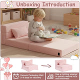 Tiita Folding Sofa Bed Floor Mattress for Kids, Toddler Washable Foldable Floor Nap Mat, Child Fold Up Sofa Futon Folding Chair Bed with Storage Bag for Girls Boys, Ball, Plush Pink Tiita