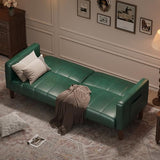 GarveeHome Futon Sofa Bed, 75-Inch Modern Faux Leather Convertible Couch, Mid-Century Loveseat for Small Space, Living Room, Bedroom, Green GarveeHome