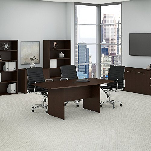 Bush Business Furniture Boat Shaped Conference 4-6 People with Wood Base | Stylish 6 FT Table for Office Boardrooms and Training Rooms, 72W x 36D, Mocha Cherry - WoodArtSupply