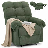 Small Recliner Chair with Side Pockets, Green Fabric RV Recliner for Adults, Traditional Manual Recliners Chair for Small Spaces, Reclining Chairs for Living Room Bedroom, Overstuffed (Green)