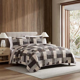 Eddie Bauer - King Quilt Set, Naturally Soft Cotton Bedding w/a Lightweight Feel for All-Year Comfort, Reversible w/Matching Pillowcases, 3 Piece Bed Set (Antique Brown) Eddie Bauer