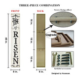 Houseuse He Is Risen Porch Sign 8x48" Easter Decorations Religious Easter Cross Decor Hanging Farmhouse Wooden Jesus Spring Vertical Wooden Sign Home Front Door Wall Spring Decor, CTXS2312230X06Q Houseuse