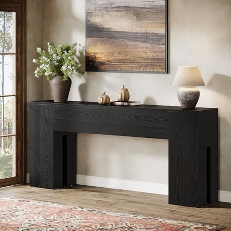 Tribesigns 71-Inch Long Console Table for Entryway, Farmhouse Sofa Console Behind Couch, Entry Table for Hallway, Foyer, Living Room, Black Tribesigns