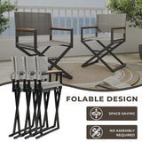 Grand patio 11-Piece Outdoor Dining Set, 10 Extra-Wide Folding Chairs & 1 Rectangle Expandable Table for 6-8 Person, Sling Mesh Patio Chairs with Wood Grain Table for Yard, Poolside, Deck, Gray Grand patio