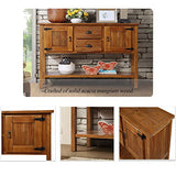 HZSSDTKJ 48'' Solid Wood Console Table Sideboard with 2 Drawers and Cabinets and Bottom Shelf, Retro Style Storage Dining Buffet Server Cabinet, for HZSSDTKJ