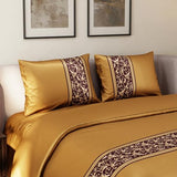 Stoa Paris King Duvet Cover Set 3PCs, 300TC Silk-Like All-Season Luxury Satin Bedding, Skin & Hair Safe, Home Decor, Hidden Zipper + 2 Pillow Shams 20x40”, No Comforter Included, Versailles - Gold Stoa Paris