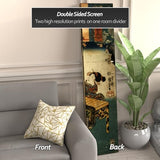 Red Lantern 6 ft. Tall Double Sided Dynasty-Inspired Canvas Room Divider, Japanese Figures Red Lantern