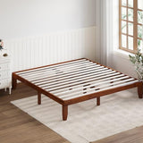 Giantex 14-Inch King Walnut Wood Platform Bed Frame – Minimalist Mattress Foundation with Heavy-Duty Slat Support Giantex
