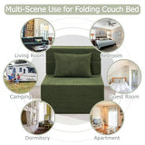 HILERO Folding Sofa Bed, 4 in 1 Convertible Sleeper Chair with Pillow, Single Memory Foam Fold Out Chair Bed, Modern Floor Futon Sofa Couch Mattress for Living Room/Guest/Apartment, Green HILERO