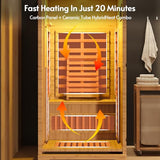 Rotihom 1-2 Person 6.3Ft Infrared Sauna, 7 Color Full Spectrum Wood Dry Sauna. Canadian Hemlock Indoor Saunas with 1745W 20Min Fast Heating & Music Speakers for Home & Gym (40" Lx36 Wx76 H) Rotihom