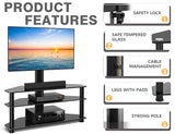 TAVR Furniture Swivel Floor TV Stand with Table for 32-70 Inch TVs, Universal Height Adjustable TV Floor Stand with Large Storage Shelves, Strong Corner TV Stand Mount Holds up to 88lbs, Black TAVR Furniture