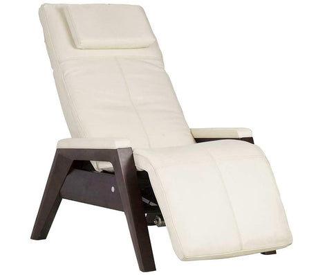 Human Touch Gravis ZG Zero Gravity Leather Massage Chair Recliner with Air Massage and Heat - Mahogany Wood - Bone Leather Perfect Chair