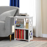 pikpuk Side Table, Narrow End Table with Storage Shelf, Minimalist Bedside Tables Nightstand, Small Bookshelf Bookcase, Bathroom Shelves, Display Rack for Bedroom, Living Room, Office, White. pikpuk