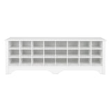 Prepac White Hall Bench with Storage and Seating: 24-Shoe Cubby Bench, Ideal White Shoe Rack for Entryway, Sized 15.5" D x 60" W x 20.25" H Prepac