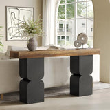 63-Inch Console Table, Heavy-Duty Look, Behind Couch Sofa Table, Color Blocking Design, Bold Structural Presence, Modern Entryway Furniture for Living Room, Hallway, Foyer, Brown + Black LITTLE TREE
