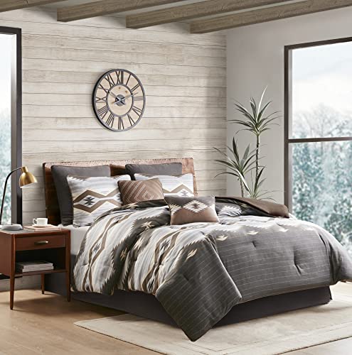 Woolrich Rustic Lodge Cabin Comforter Set - All Season Down Alternative Warm Bedding Layer and Matching Shams, Oversized Queen, Bitter Creek, Grey/Brown