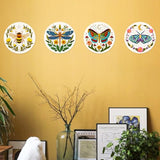 INFUNLY 4 Sets DIY Insect Pattern Embroidery Kits for Starter 11.8"×11.8" Flowers Plants Embroidery Hoop kit Handmade Bees Embroidery Kits Moth Needlepoint Kit with Instruction for Adults Beginners