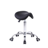 KKTONER Rolling Saddle Stool PU Leather Swivel Adjustable Rolling Stool with Wheels Salon Chair Black KKTONER