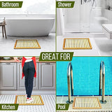 SereneLife Heavy Duty Natural or Shower Floor Foot Platform Rug with Elevated Design for Water Evaporation and Non Slip Rubber Feet for Indoor Outdoor Use Bamboo Wood Bathroom Bath Mat SereneLife