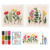 ORIGACH 2 Set Embroidery Punch Needle Kit with Frame, Wildflower Needle Punching Kit with Patterns, Threads, Tools & Instructions for Beginners & Adults, DIY Wall Hanging Decor