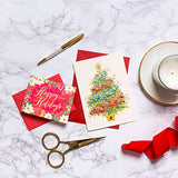 Papyrus Christmas Cards Boxed with Envelopes, Peace and Happiness, Christmas Tree (12-Count) Papyrus