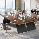 Tribesigns 6.57 FT Conference Room Table, 79" L x 27.56" W Rectangle Executive Meeting Seminar Table with Walnut Wood Top & Black Metal Base for 6, Modern Office Desk Business Furniture for Boardroom Tribesigns