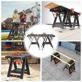 LARBANKE Combined Portable Folding Work Table,2-in-1 Sawhorse & Workbench,Waterproof Workbench with Extra Load Capacity with 8 Woodworking Clamps,8 Connecting Blocks,4 Limit Blocks LARBANKE