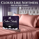 SLEEP SANCTUARY Satin Sheets Twin Size – 3 Piece Luxury Silky Bed Set, Softer Than Silk, 15" Deep Pocket, Cooling & Wrinkle-Free, Moisture-Wicking & Breathable for Hair & Skin (Blush Pink) SLEEP SANCTUARY