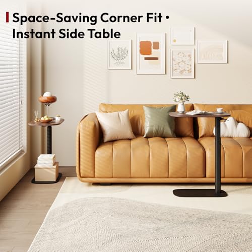 SANODESK Small Standing Desk Pneumatic Height Adjustable Sit Stand Laptop Desk Overbed Table Computer Cart for Home Office Workstations (23.6" W x 13.8" D, Black Walnut) SANODESK