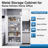 PEUKC Metal Garage Storage Cabinet, 71-inch Tall Storage Cabinet with Adjustable Shelves & Locking Doors, Tool Cabinets for Garage,Office,Home,School,Gym Storage (White) PEUKC