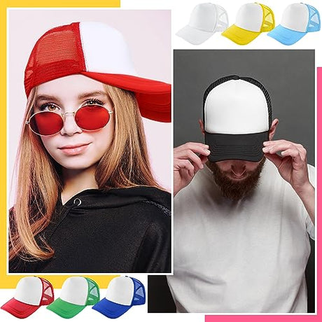 Hercicy 40 Pack Sublimation Blank Trucker Hat Bulk Baseball Cap Adjustable Mesh Unisex Polyester Hat Heat Transfer(Multicolor) Hercicy