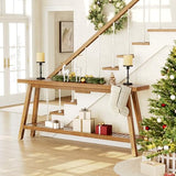 LITTLE TREE 70.9-Inch Extra Long Console Table for Entryway, 2-Tier Narrow Wooden Sofa Table Behind Couch, Large Sofa Tables for Living Room, Farmhouse Foyer Hallway Entry Table, Rustic Brown LITTLE TREE