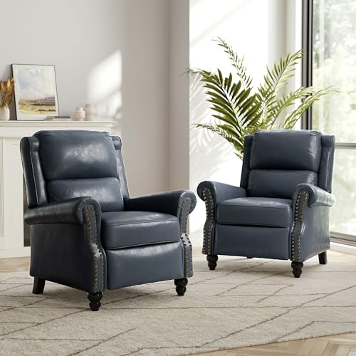 DREAMSIDEA Faux Leather Recliner Chair, Modern Pushback Armchair with Adjustable Backrest & Footrest for Bedroom, Living Room