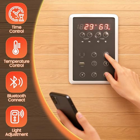 HOMTHING Infrared Sauna,1 Person Red Light Sanua with for Home,950w/110v Full Spectrum Indoor Dry Sauna, Carbon, Heater Panels, Bluetooth Audio, 8-Color Chromotherapy Lights, 35.4"x 31.5"x 66.9" HOMTHING