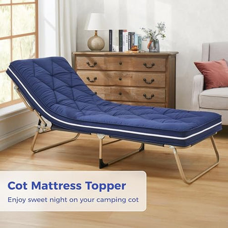 Jamdok 4Inch Floor Mattress,3 Layer Structure Cot Mattress Topper,Gel Memory Foam Futon Mattress,Removable Thickened Cover,Portable Roll Up Sleep Pad (Blue, 72X24) Jamdok